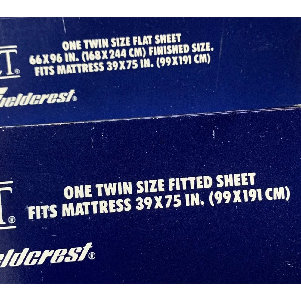 Vtg Fieldcrest Royal Velvet Twin Flat & Fitted Sheets Cotton Percale Made USA